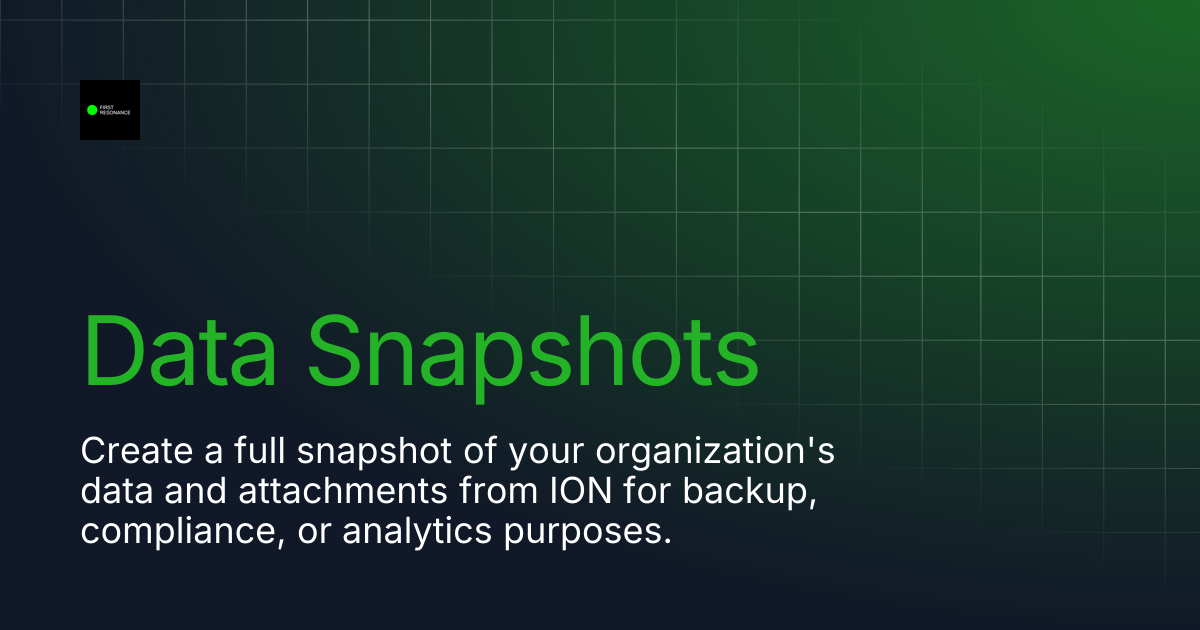 Data Snapshots | ION Factory OS 2.0